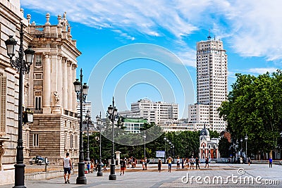 Plaza of Oriente and Royal Palace in Madrid Editorial Stock Photo
