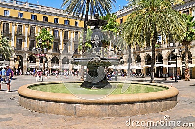 Plaza Real in Barcelona, Spain Editorial Stock Photo