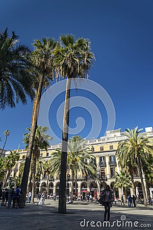 Plaza real square in central barcelona old town spain Editorial Stock Photo