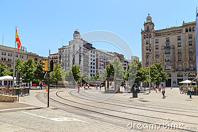 Plaza of Spain, Zaragoza, Spain Editorial Stock Photo