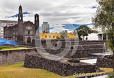 Plaza Three Cultures Aztec Site Mexico City Mexico Stock Photo