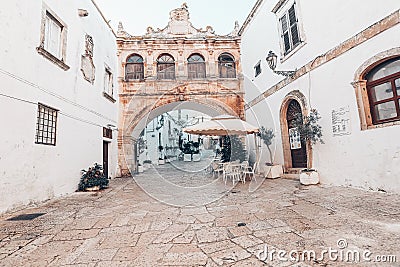 Plaza with Tunnel and Terrace Stock Photo