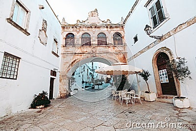 Plaza with Tunnel and Terrace Stock Photo