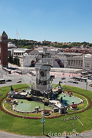 PlaÃ§a d'Espanya (Plaza de Espana), Barcelona Editorial Stock Photo