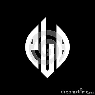 PLB circle letter logo design with circle and ellipse shape. PLB ellipse letters with typographic style. The three initials form a Vector Illustration