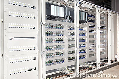 Plc automated system electrical panel board Stock Photo