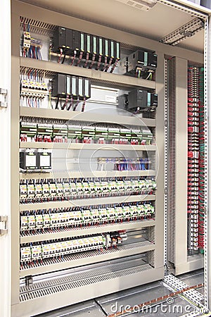 Plc automation panel board Stock Photo