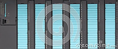 The PLC Computer Siemens, PLC programable logic controler for control device Editorial Stock Photo