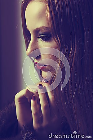 Plea. Confession. Sad Woman Praying. Grace. Sorrow and Hope Stock Photo