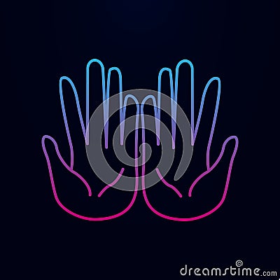 Pleading hands nolan icon. Simple thin line, outline of arabian icons for ui and ux, website or mobile application Stock Photo
