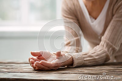 Pleasant aged woman feeling lonely Stock Photo