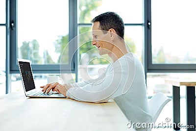 Pleasant ambitious businessman working on the laptop Stock Photo