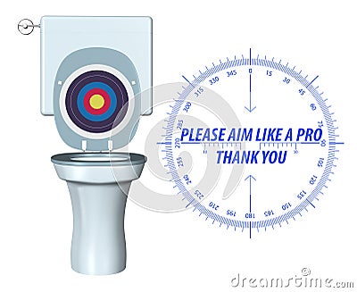 Please Aim Accurately Toilet Hygiene Sign Illustration Stock Photo