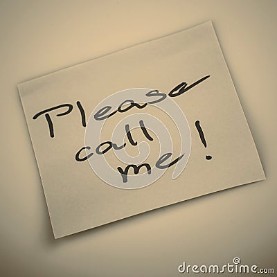 Please call me note on orange sticker note on white Stock Photo