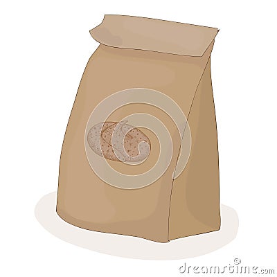 Please clean up after your dog. Paper package for a piece of shit. Vector turd. Vector Illustration