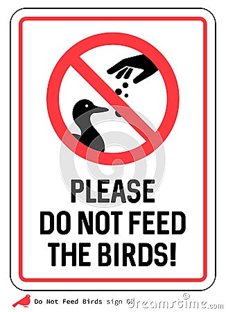 Please Do not feed the birds sign Vector Illustration