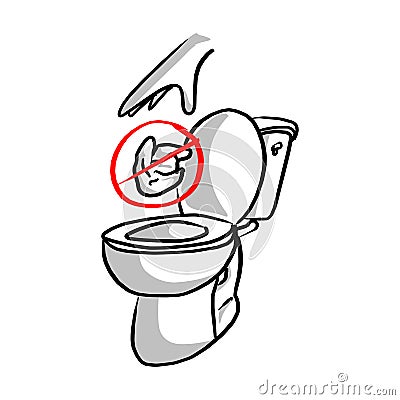 Please do not litter in toilet vector illustration sketch doodle Vector Illustration