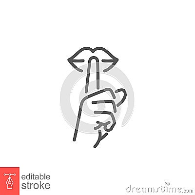 Please do quite pssst icon. Woman lips with finger showing silence sign Vector Illustration