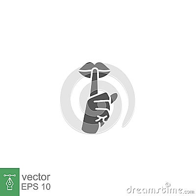 Please do quite pssst icon. Woman lips with finger showing silence sign Vector Illustration