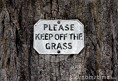 Please keep off the grass Stock Photo