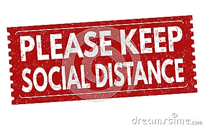 Please keep social distance sign or stamp Vector Illustration