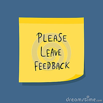 Please leave feedback sticky note Vector Illustration