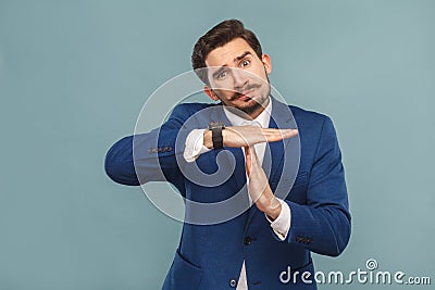 Please, need time out. Body language. Portrait of unhappy man Stock Photo