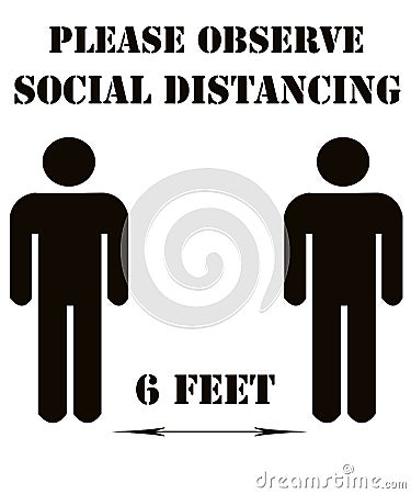 Please Observe Social Distancing Cartoon Illustration