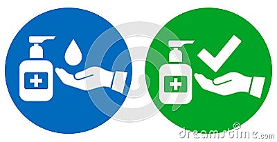 Please sanitise your hands, sanitizing station sign Vector Illustration