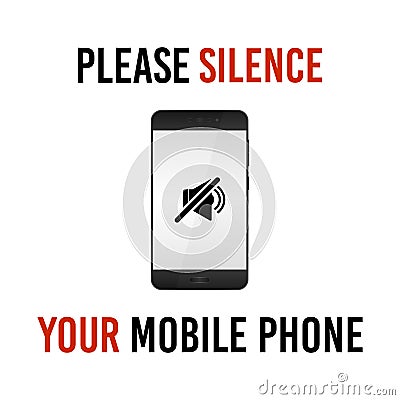 Please silence your mobile phone, vector sign. Stock Photo