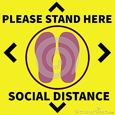 Please Stand Here, Keep Social distance for Shopping malls, Used for Queue system Stock Photo