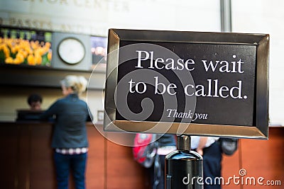 Please Wait to be Called Sign Caution Line Thank You Stock Photo
