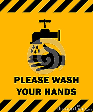 Please Wash Your Hands Sign. Vector Illustration