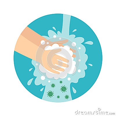 Please wash your hands with soap, Hand cleaning to prevent virus and bacteria Vector Illustration