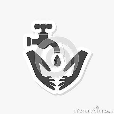 Please wash your hands sticker icon. Washing hands glyph icon Stock Photo