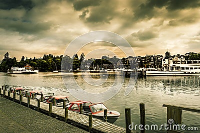 Pleasure boats at Bowness Stock Photo