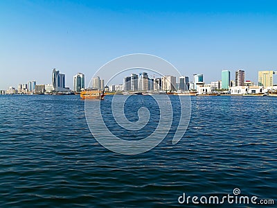 Pleasure Dhow on Dubai Creek Stock Photo