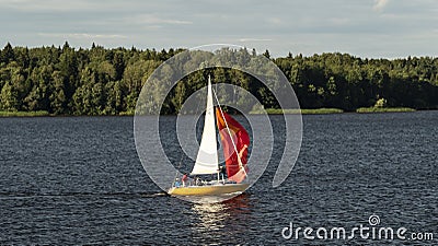 Summer day. pleasure yacht on the Volga river. Editorial Stock Photo