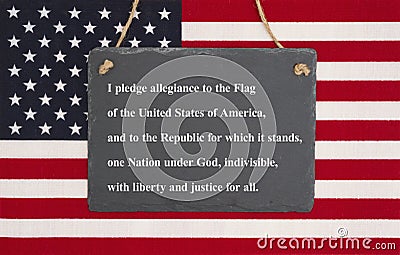 The pledge of allegiance on flag Stock Photo