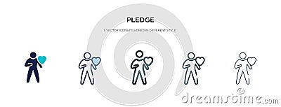 Pledge icon in different style vector illustration. two colored and black pledge vector icons designed in filled, outline, line Vector Illustration