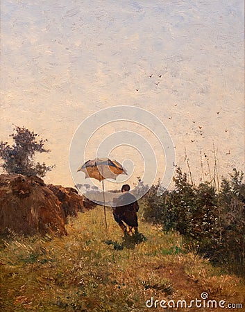 On plein air, painting by Constant GabriÃ«l Editorial Stock Photo