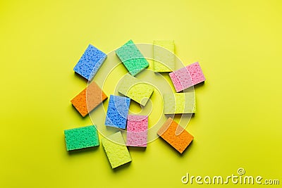 plenty of bright multicolored sponges on Stock Photo