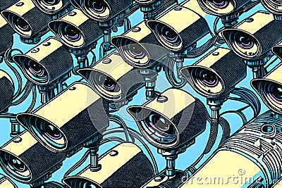 Plenty of CCTV cameras Stock Photo