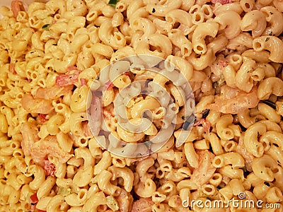 plenty of cooked pasta for lunch, traditional Italian food, background and texture Stock Photo