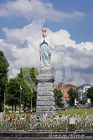 Plenty view the statue of Our Lady of Immaculate Conception Editorial Stock Photo