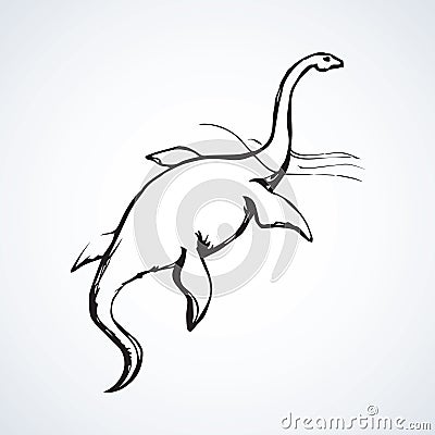 Plesiosaur dinosaur. Vector drawing Vector Illustration