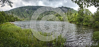 Plesne lake in Sumava national park Bohemian Forest in Czech republic Stock Photo