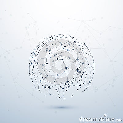 Plexus data visualisation. Complex chemical node connection. Internet concept. Wireframe network structure. Vector Vector Illustration