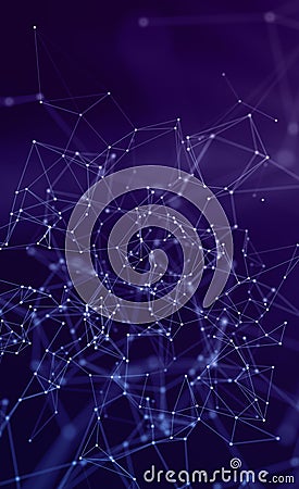 Plexus mesh connecting dots and lines forming futuristic data network Stock Photo