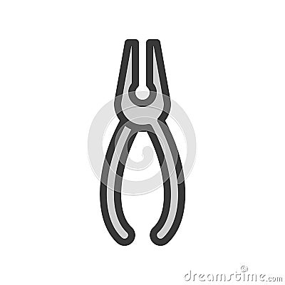 Pliers, handyman and carpenter tool, filled outline icon Vector Illustration